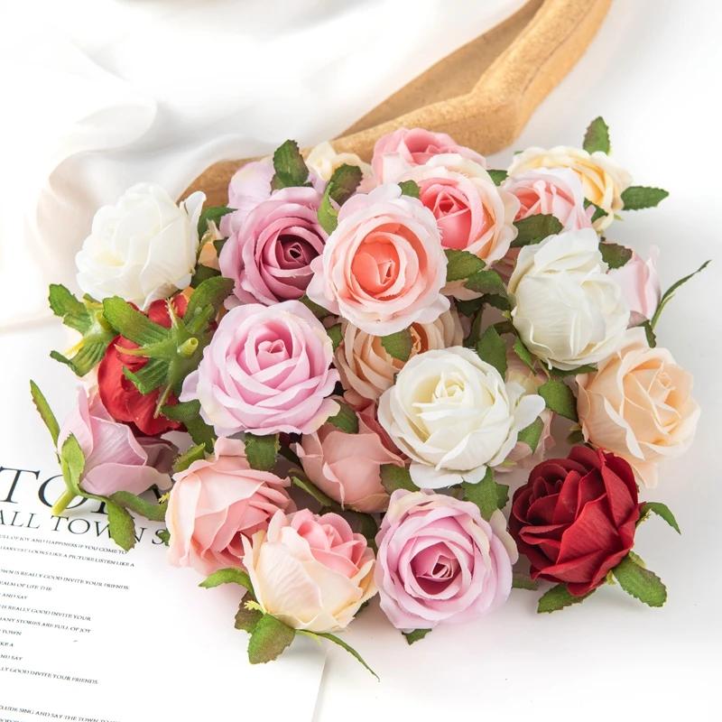 100 pièces fleurs artificielles bricolage boîte à bonbons gâteau décor à la maison couronnes décorat