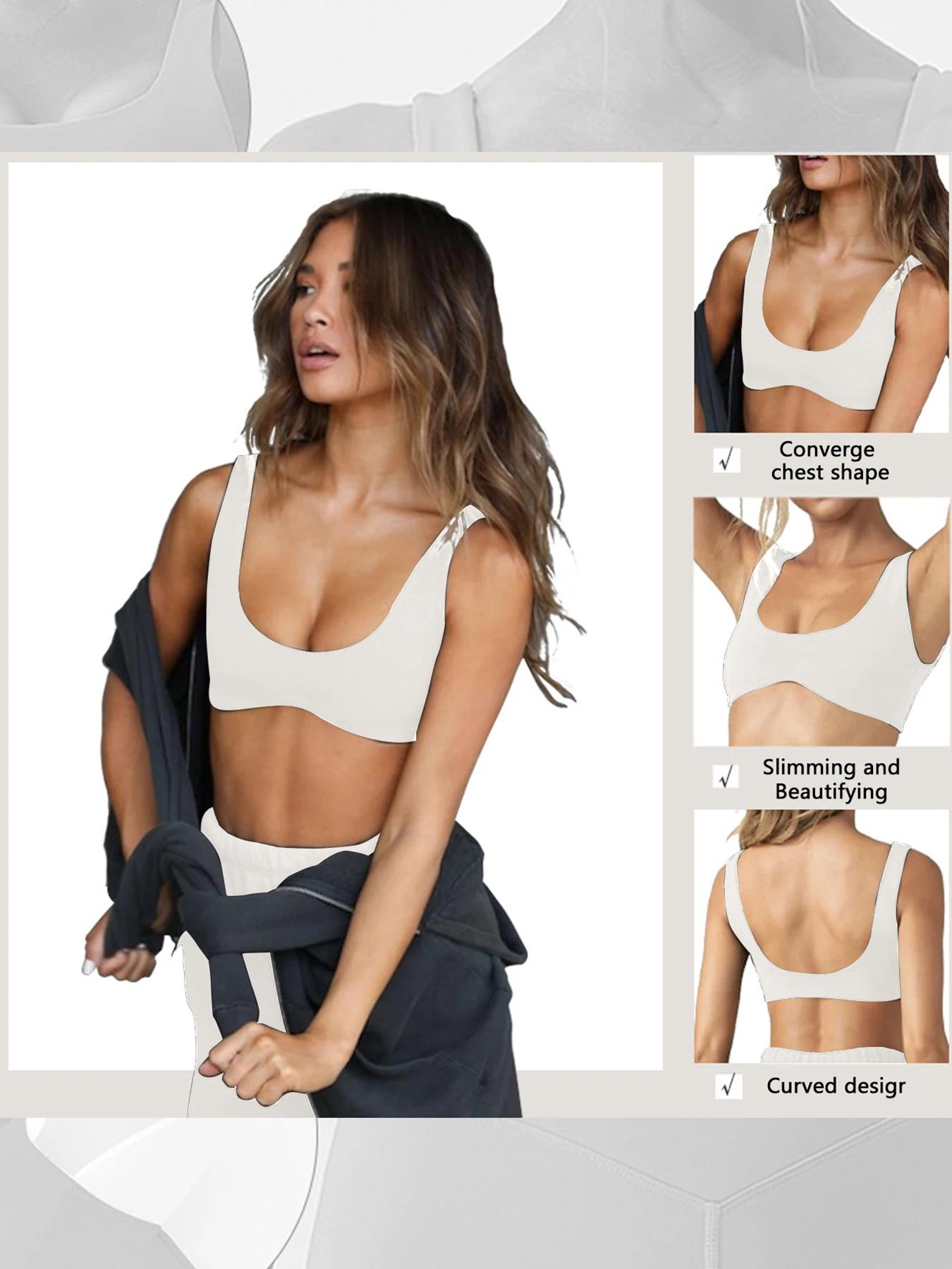 Combinaison de fitness à col en U, combinaison de yoga brossée double face nue, soutien-gorge de spo