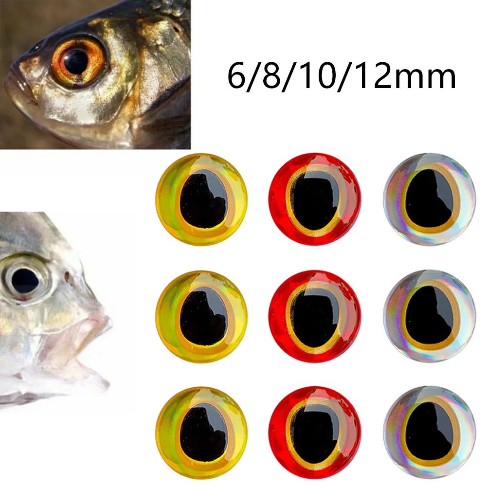 100 pièces 6-12mm leurre de pêche yeux 3D-holographique Simulation mouche appât artificiel argent/ro