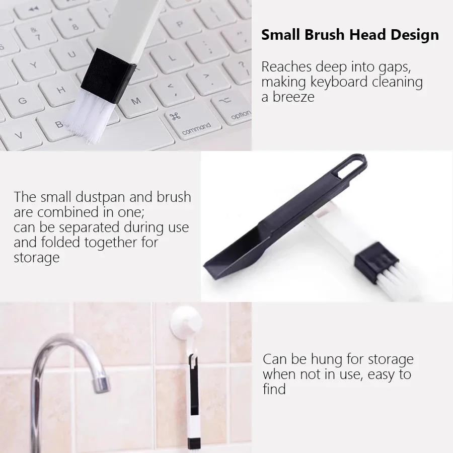 Brosse de nettoyage Portable deux en un, nettoyeur multifonctionnel de rainures de clavier de porte 