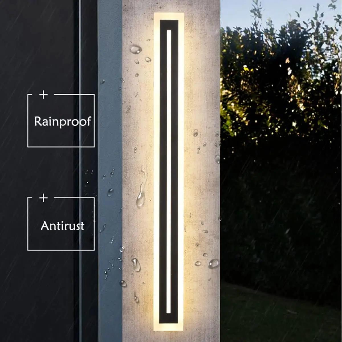Lampes murales LED modernes à longue bande extérieure, applique murale élégante en acrylique blanc g