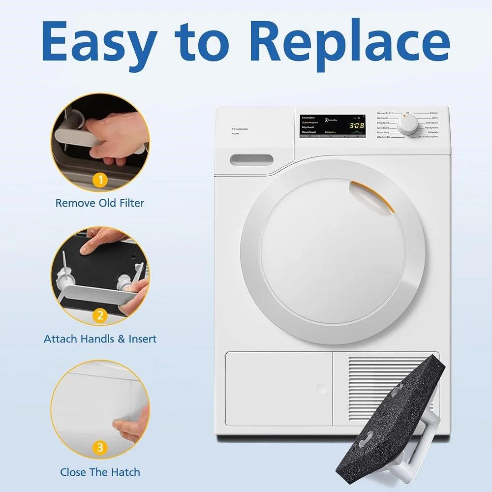 Lot de 4 filtres de socle pour sèche-linge Miele T1, filtre anti-peluches en mousse pour sèche-linge