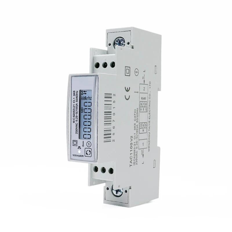 Compteur d'électricité sur Rail Din monophasé 100A, 230V, Kwh, compteur d'énergie multifonction, RS4