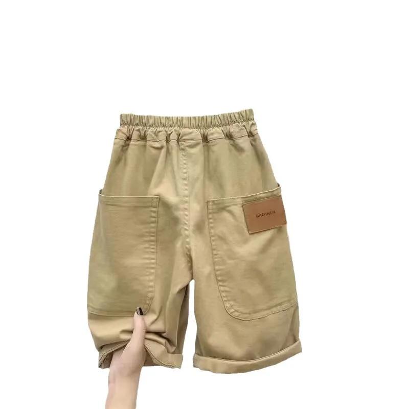 UNITIM Short d'été pour garçons de 3 à 14 ans avec poches autocollantes, pantalon mi-long décontract