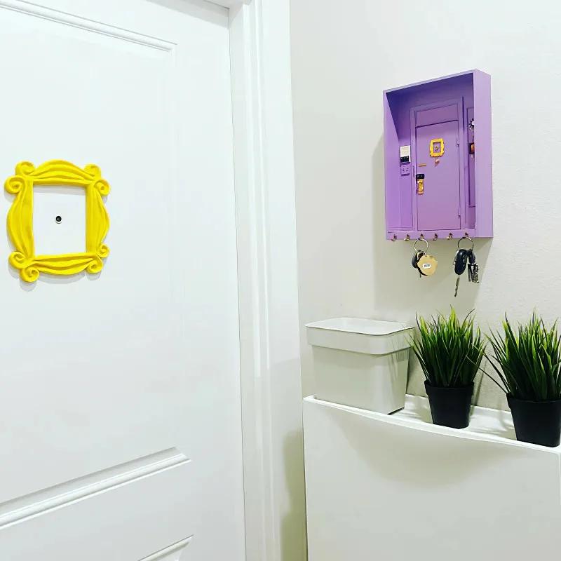 Porte violet amis porte-clés boîte en bois clé suspendue cintre en bois support de rangement organis