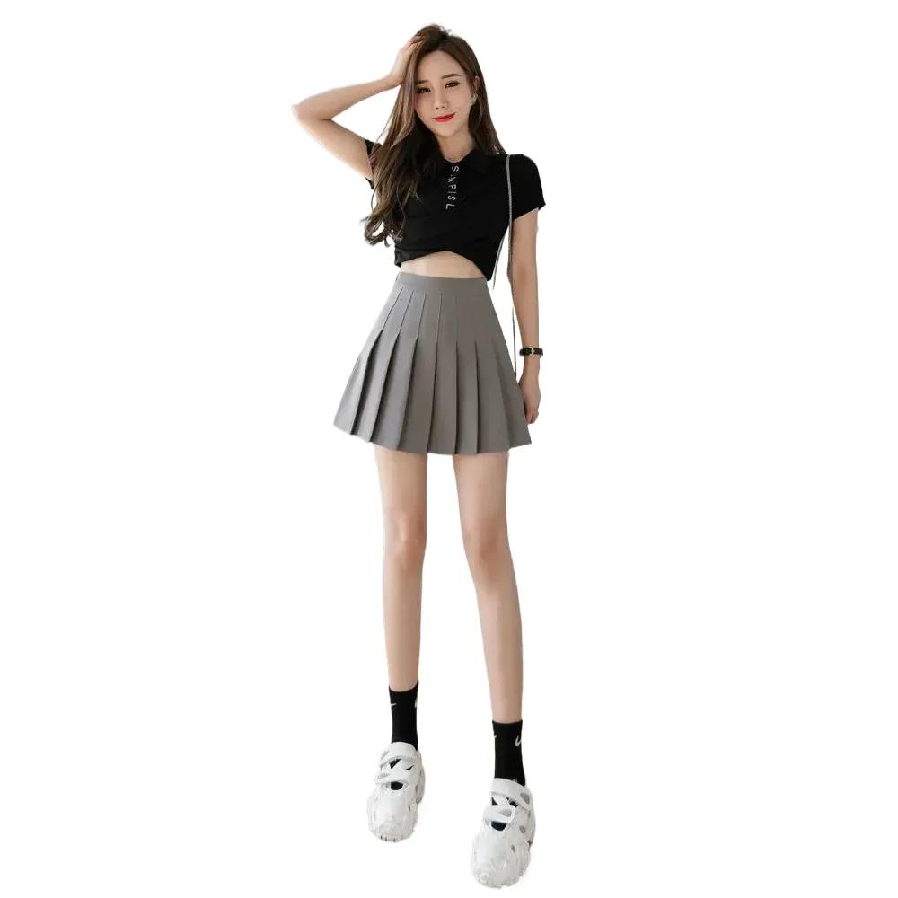 Jupe trapèze taille haute amincissante, couleur unie, mode sport, Tennis, Badminton, Style académie,