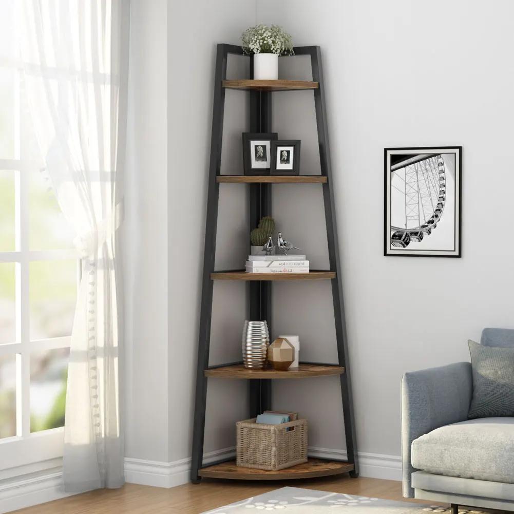 Tribesigns-Bibliothèque d'angle en bois T1, étagères de rangement
