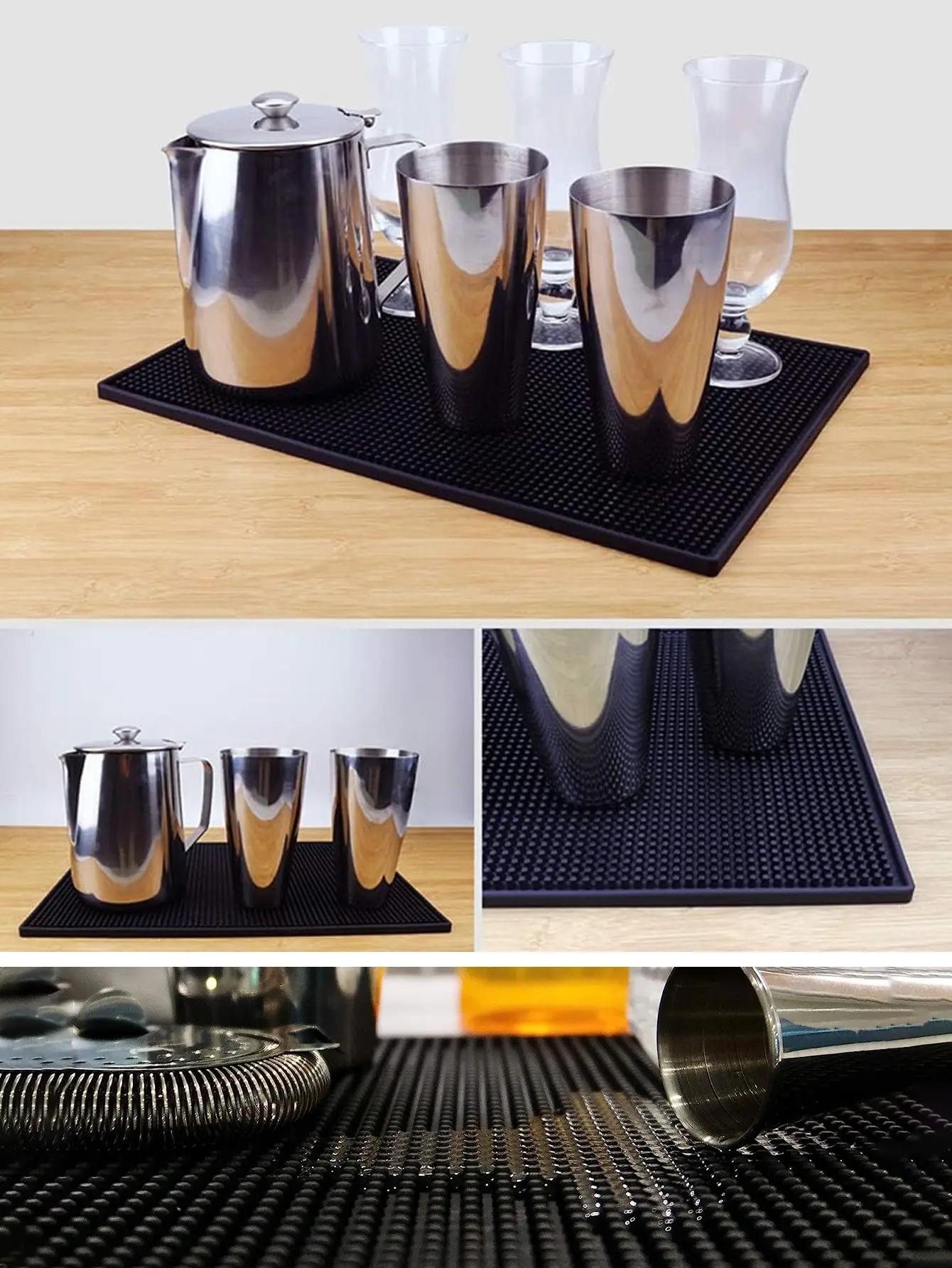Leeseph Tapis de bar 17,7 x 11,8 pouces d'épaisseur Tapis de déversement de barre noir durable et él
