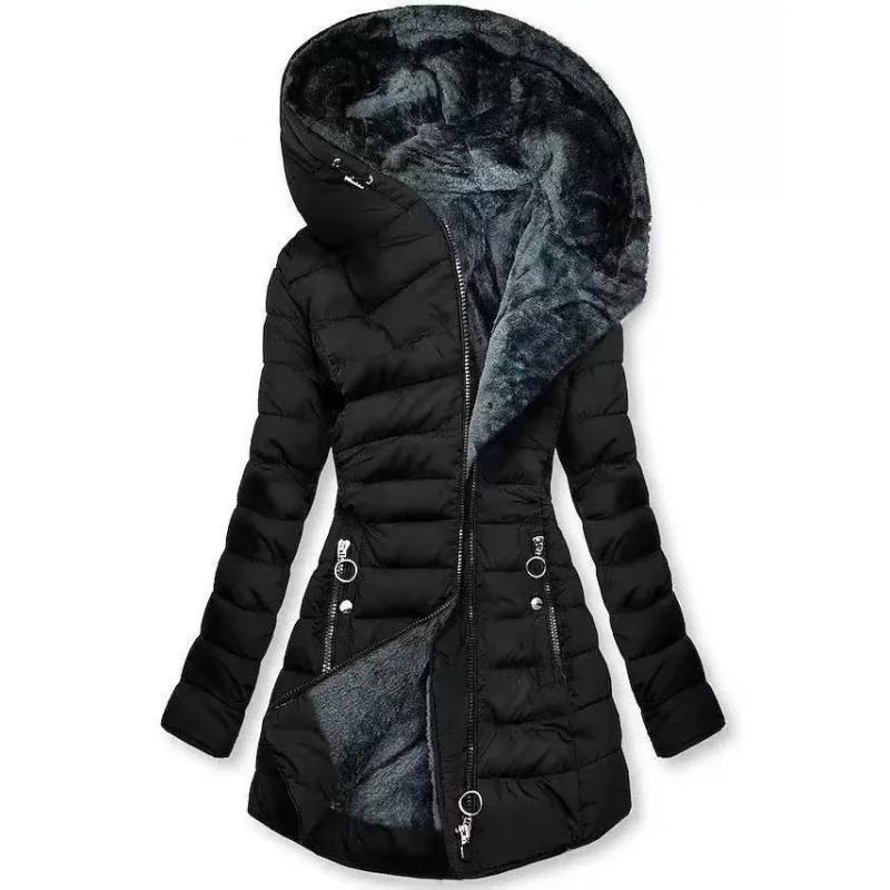 Nouvelle veste en coton mi-longue pour femme, collection automne-hiver 2026, cintrée, ajustée, à cap