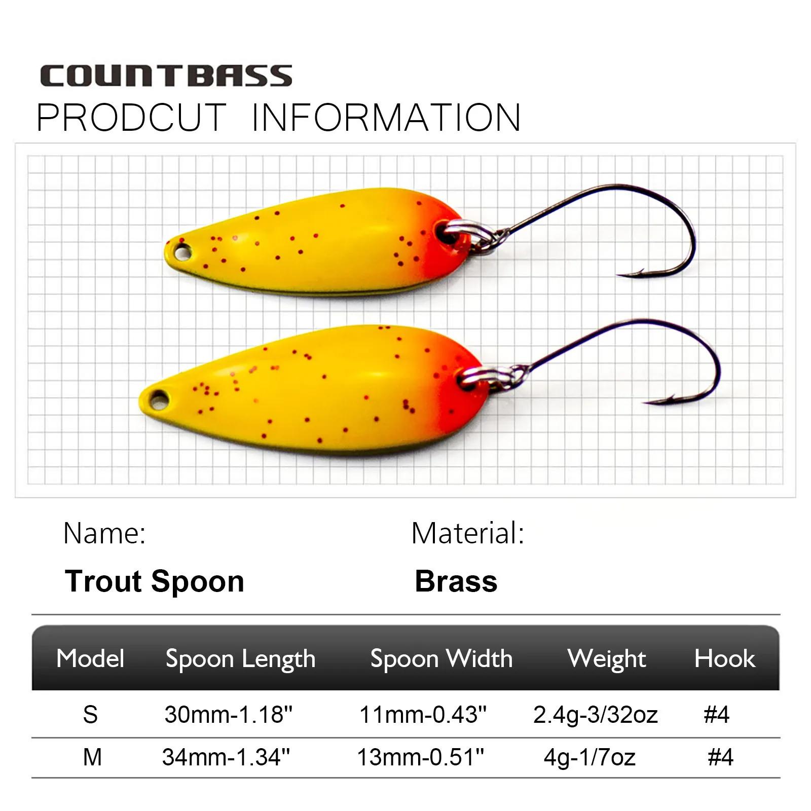 COUNTBASS cuillères à truite 2.4g et 4g leurres de pêche avec crochet unique appâts métalliques de c