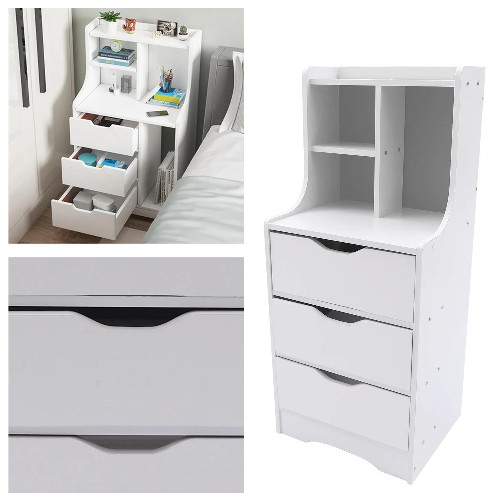 CNCEST-Table d'appoint blanche pour chambre à coucher, table de chevet moderne avec 3 égouts de prox