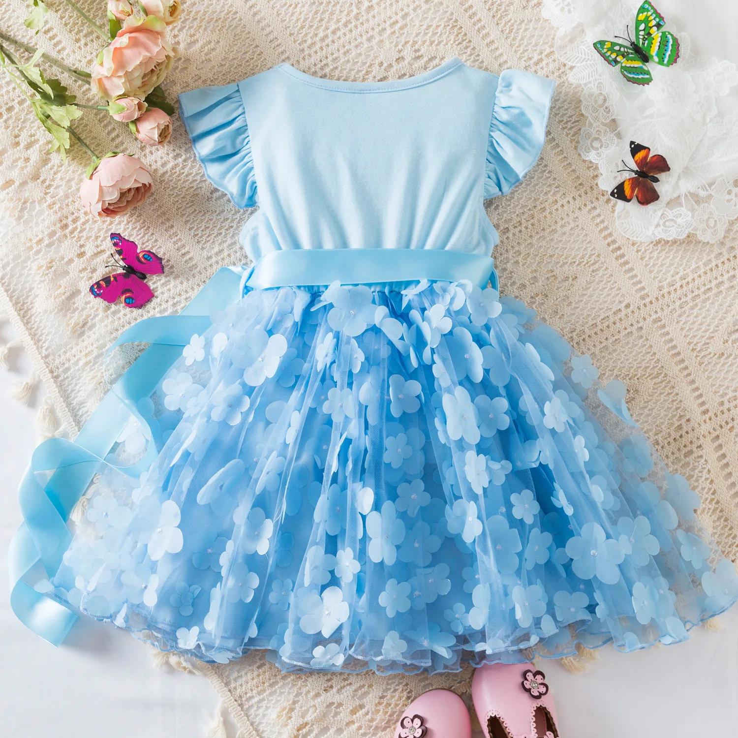 Marie Cat – robe d'été pour filles, Tutu avec nœud de dessin animé, papillon 3D, mignonne, en coton,