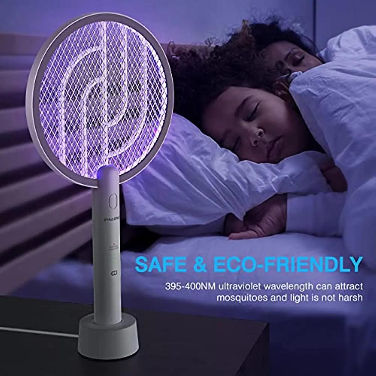 Lampe anti-moustiques électrique 2 en 1, Zapper avec batterie 1200mAh, charge USB avec maille de séc