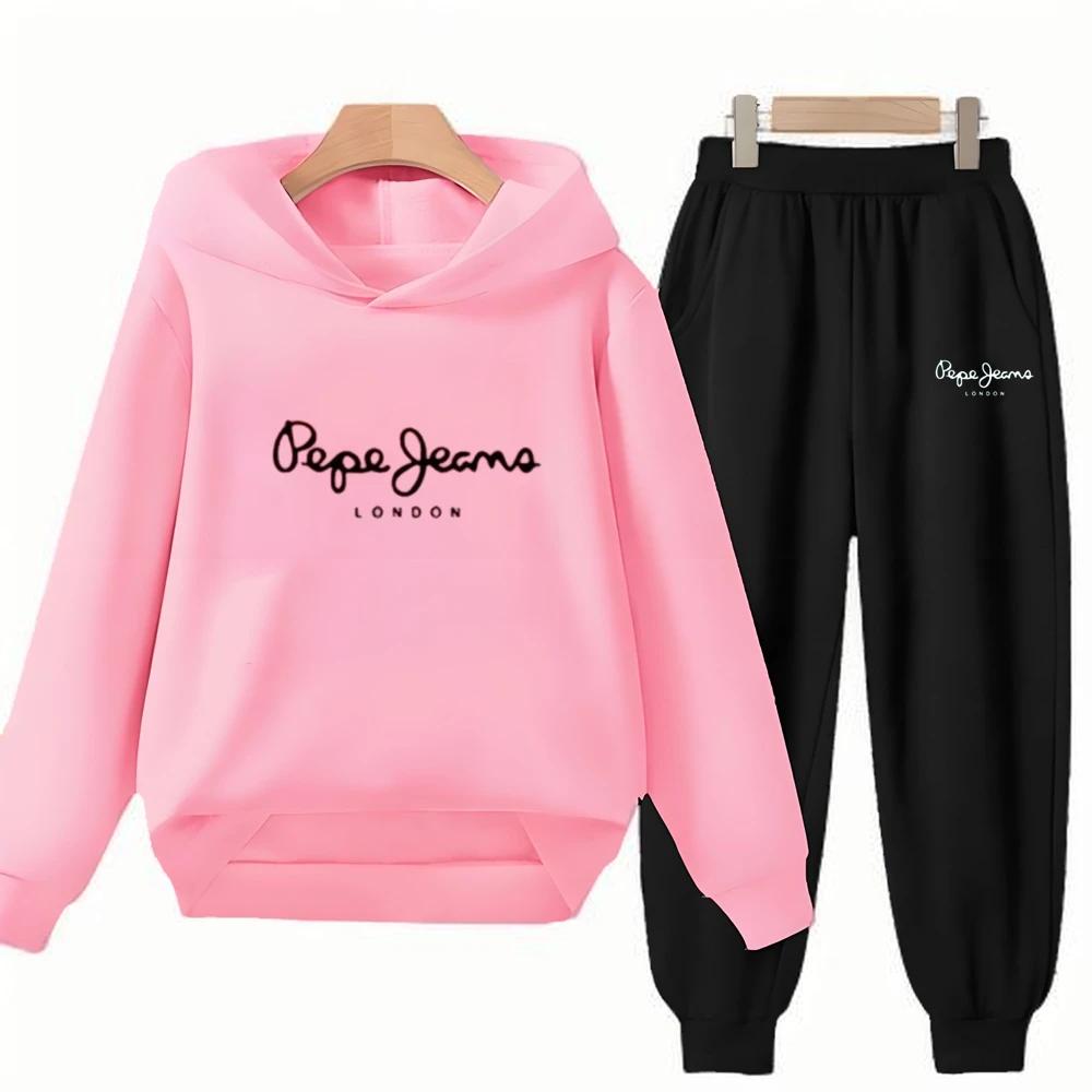 Garçon filles sweat à capuche pour enfants costume hauts + bas Toddle noir Sweatshirr blanc enfant 3