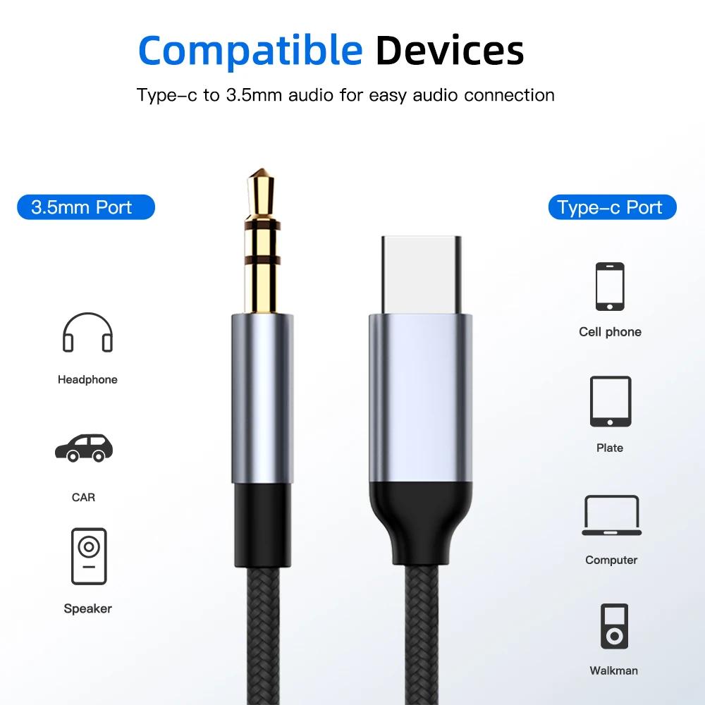 NNBILI-Câble auxiliaire USB Type-C vers Jack 3.5mm, adaptateur audio pour haut-parleur de voiture, t