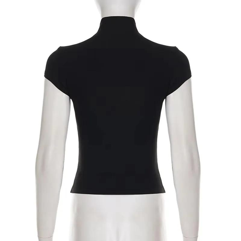Haut féminin rétro américain style Y2K, design Spice Girl, boutonné, slim, sexy, original, couleur u