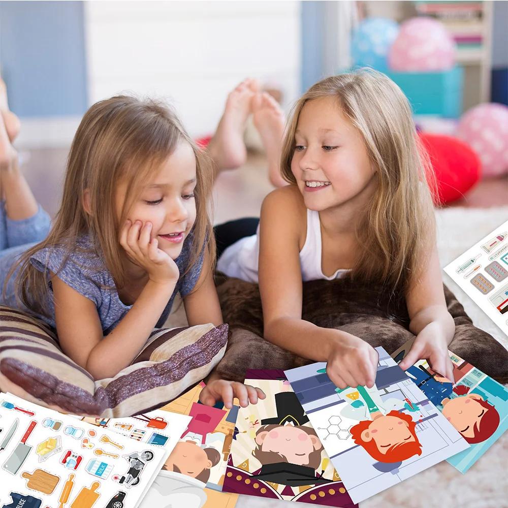 Faire un visage bricolage Animal princesse dinosaure Puzzle autocollants enfants jeux de Puzzle drôl