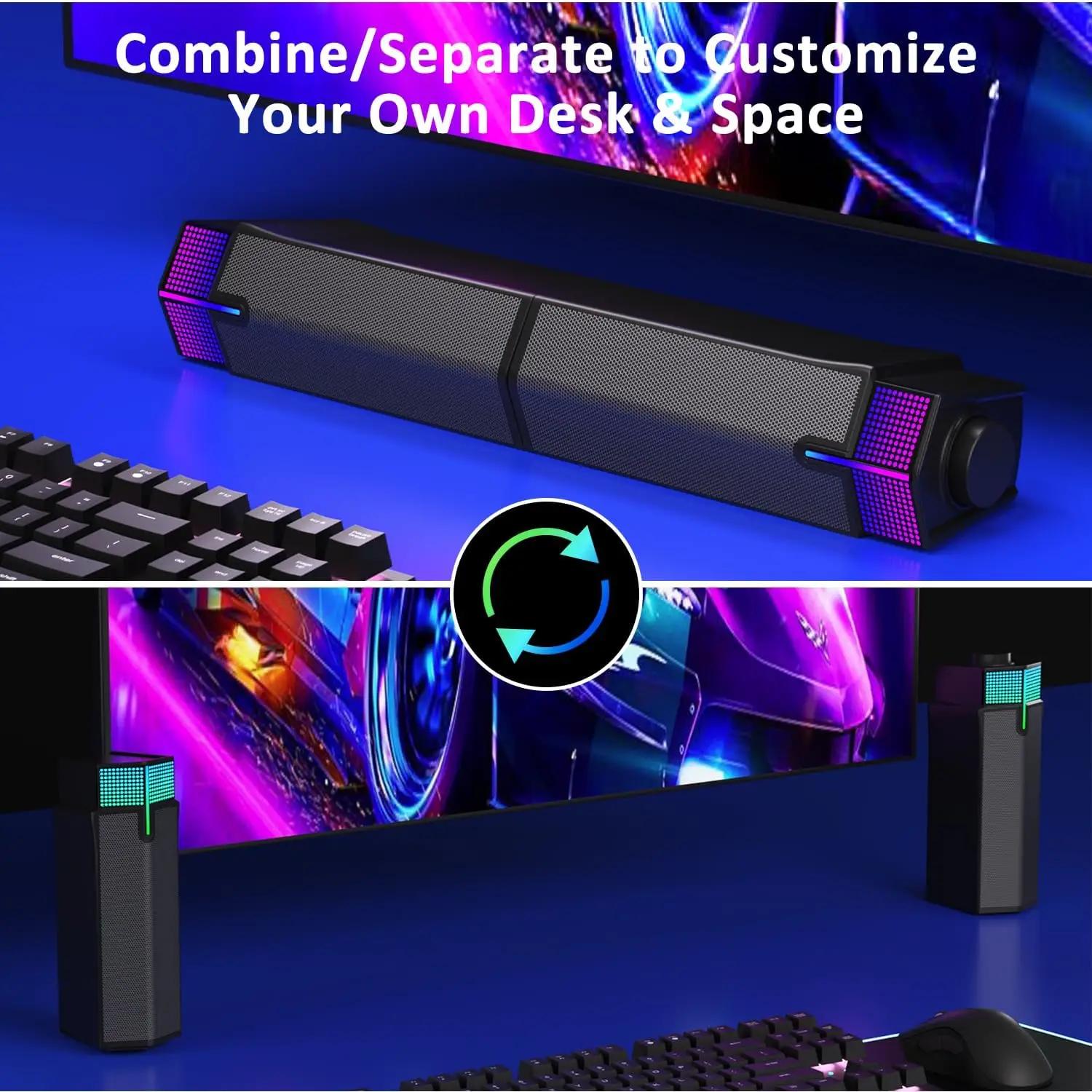 Jeecoo M20 haut-parleurs d'ordinateur Bluetooth pour moniteur de bureau PC, alimenté par USB filaire