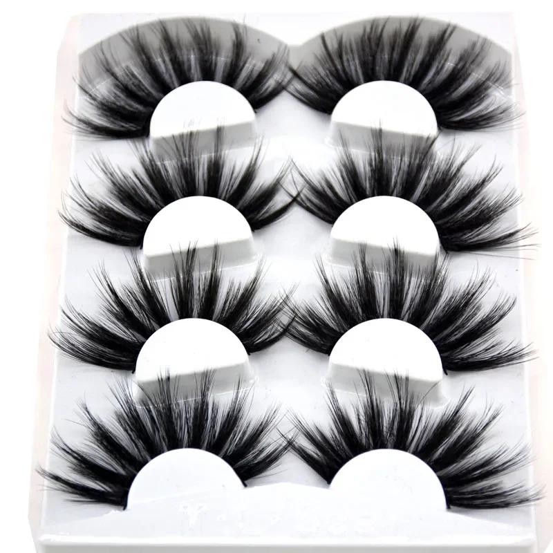 4 paires de cils de vison naturels 25mm cils faits à la main faux cils étendus