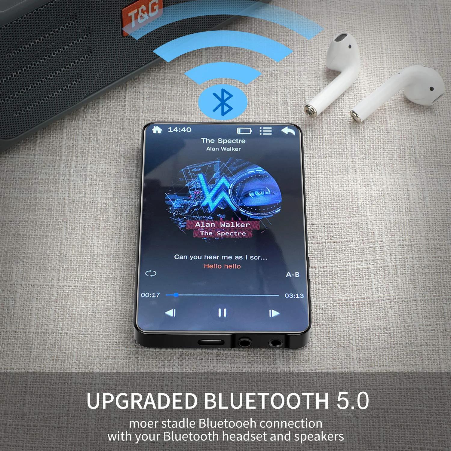 Yophoon 4 pouces X20-New UI MP4 lecteur de musique écran tactile 16GB BT 5.0 avec haut-parleur 1080P