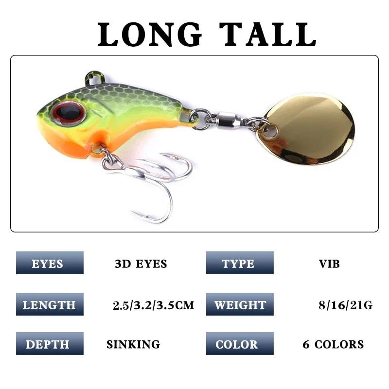 1 pièces rotatif métal VIB vibration appât Spinner cuillère leurres de pêche 8g/16g/21g gabarits tru