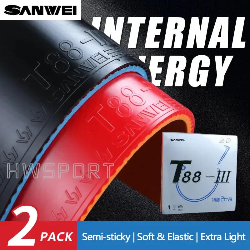 Sanwei T88-3 caoutchoucs de Tennis de Table Double Kit semi-adhésif élastique attaque rapide caoutch