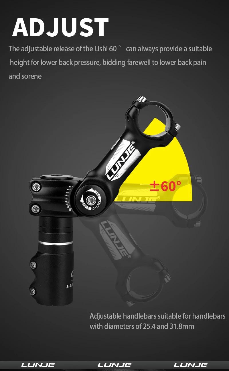 Tige de guidon de vélo réglable en alliage d'aluminium - Angle variable 60/80 degrés - Ultraléger pour VTT