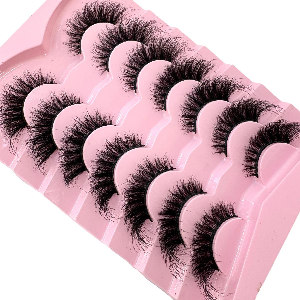 HBZGTLAD 7 paires Faux cils en vison moelleux aspect naturel Faux cils Volume vaporeux renard/Oeil d