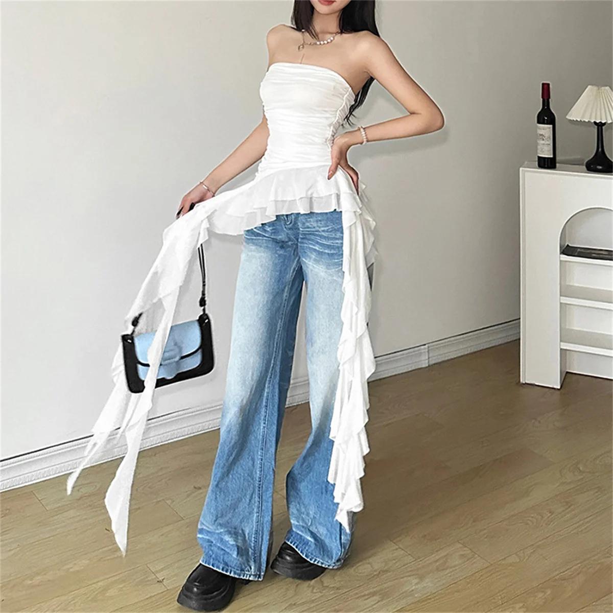 Haut de poitrine avec ruban pour femmes, gilet solide, Sexy, sans manches, doux, vêtements de rue Y2