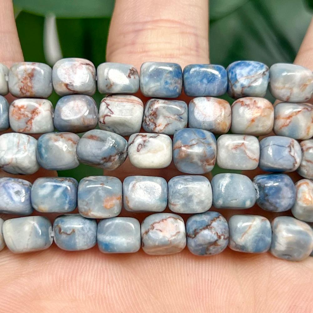 Perles en pierre naturelle 6x8mm sédiment de mer bleu Turquoise perles de jaspe perles carrées pour 