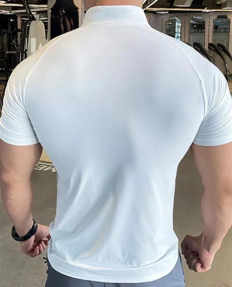 T-shirt de sport pour hommes, séchage rapide, élastique, entraînement, course à pied, Fitness, manch