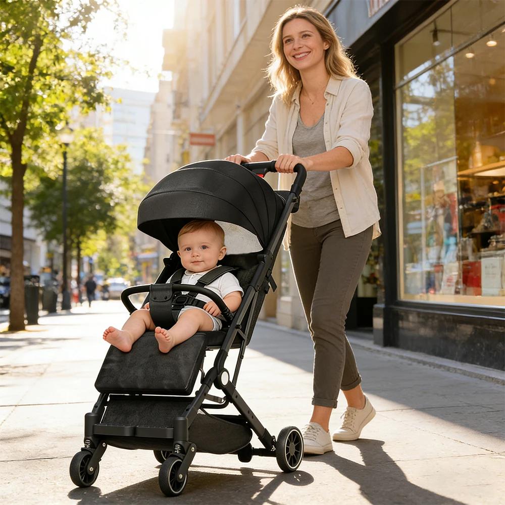 Poussette pliable légère - 6 mois à 4 ans - 360 ° Roues pivotantes - Ultralégères - Dossier réglab