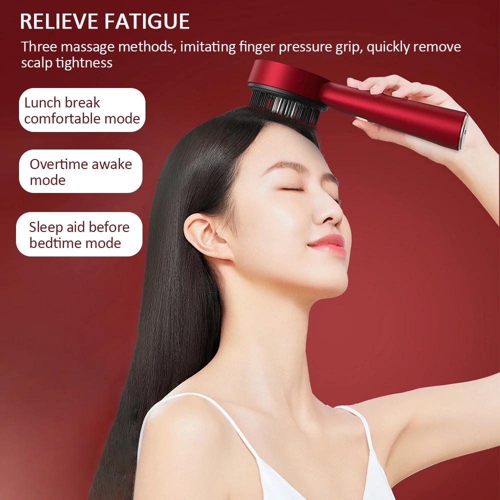 Peigne de Massage électrique à vibrations, thérapie à la lumière rouge, brosse de Massage pour la cr
