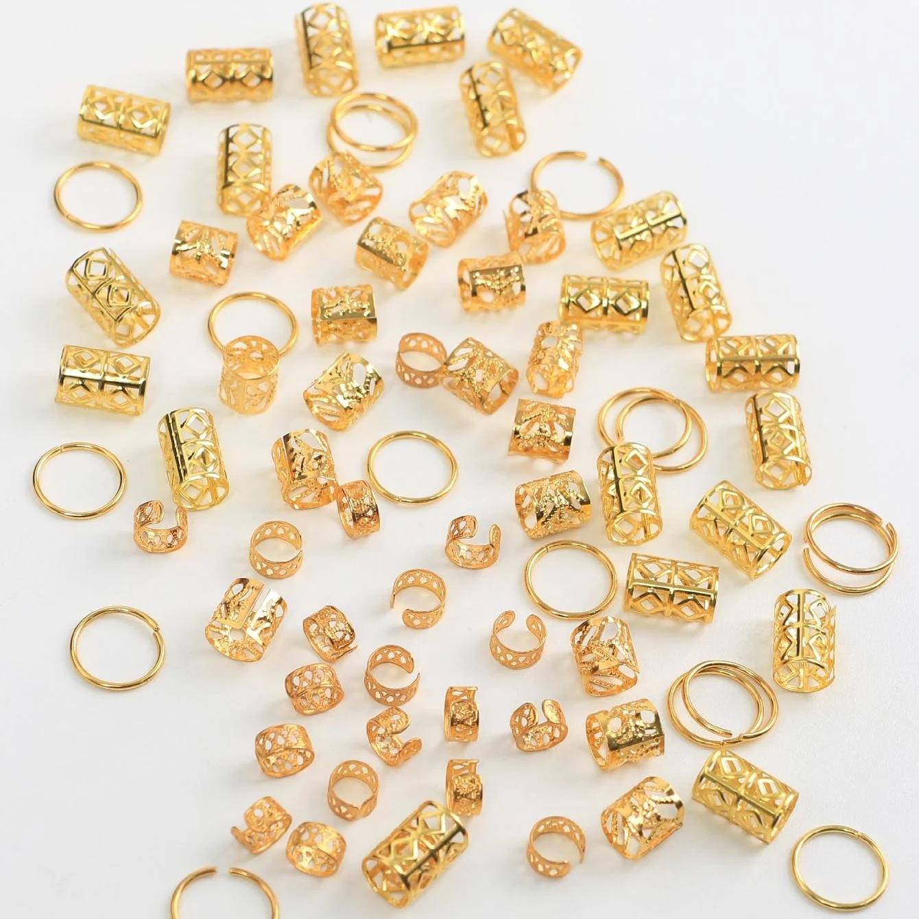 80 pièces anneau de cheveux creux bricolage style de cheveux accessoires de cheveux Loc bijoux de ch