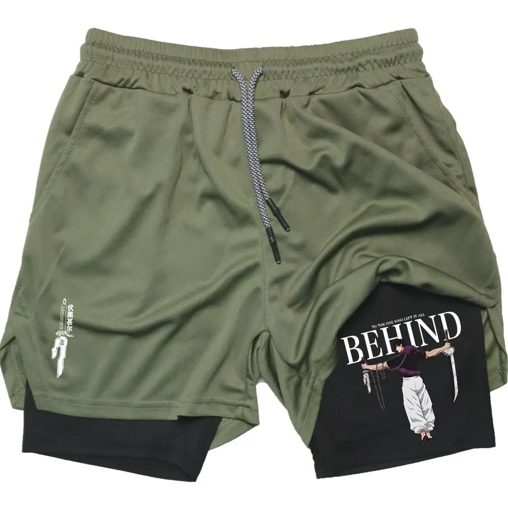 Short de fitness double couche pour homme, short de performance Anime, imprimé Toji, short Dean M, e