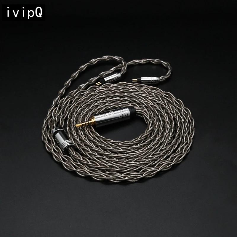 Câble de mise à niveau pour écouteurs, feuille d'argent à 8 cœurs, ivipQ-504, avec MMCX/QDC/0.78 2 b