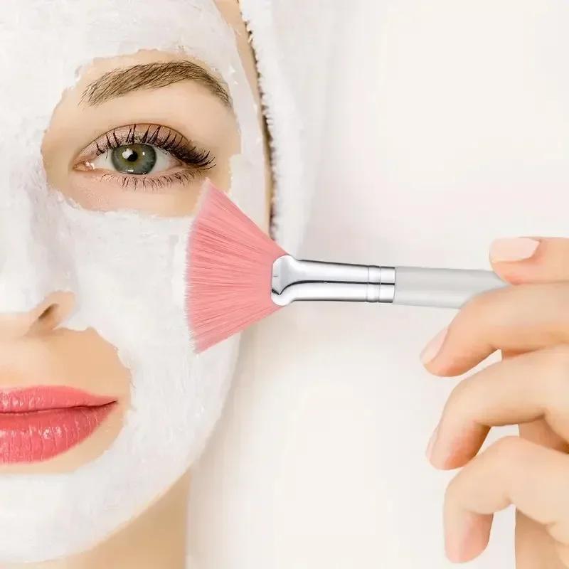 Brosses Faciales Pratiques en Forme d'Éventail, Applicateur de Masque Facial à Tête Plate, Doux et P