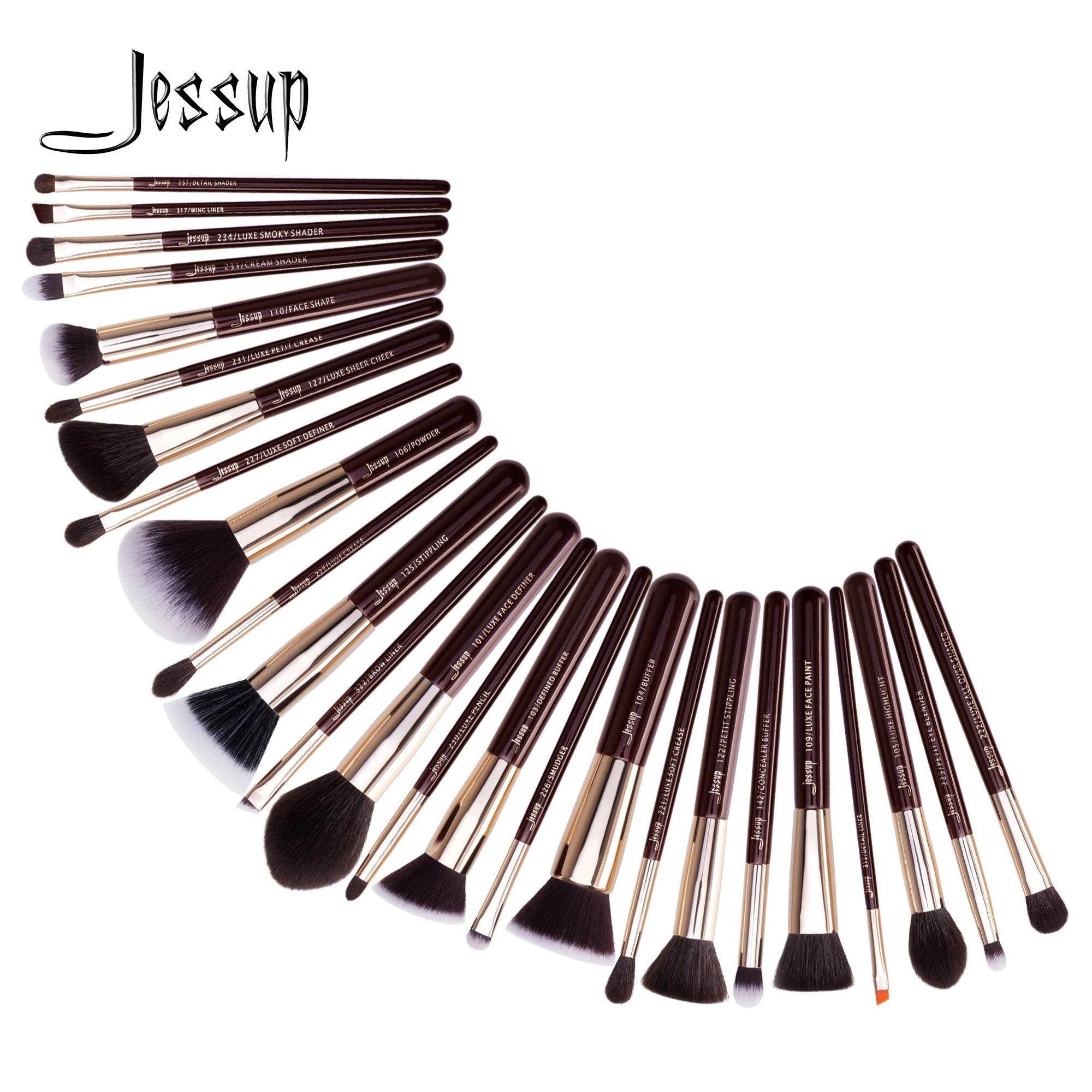 Jessup pinceaux de maquillage ensemble professionnel naturel-synthétique cheveux pinceau de maquilla