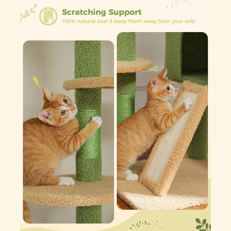 Grand arbre à chat du sol au plafond, tour d'arbre à chat réglable avec condo pour chat, hamac et gr