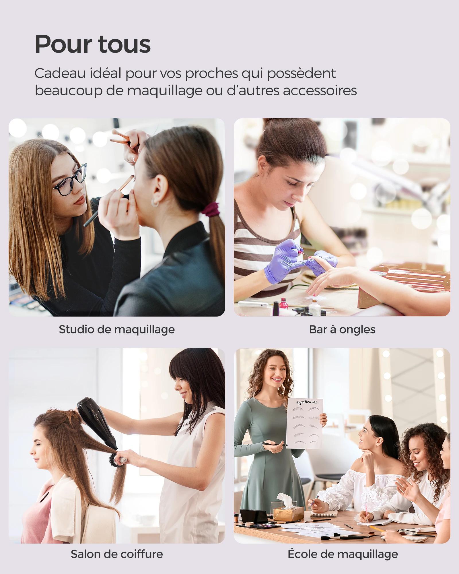 Coffret à Maquillage 4 en 1, Valise à Maquillage, Verrouillable, Roulettes, Noir