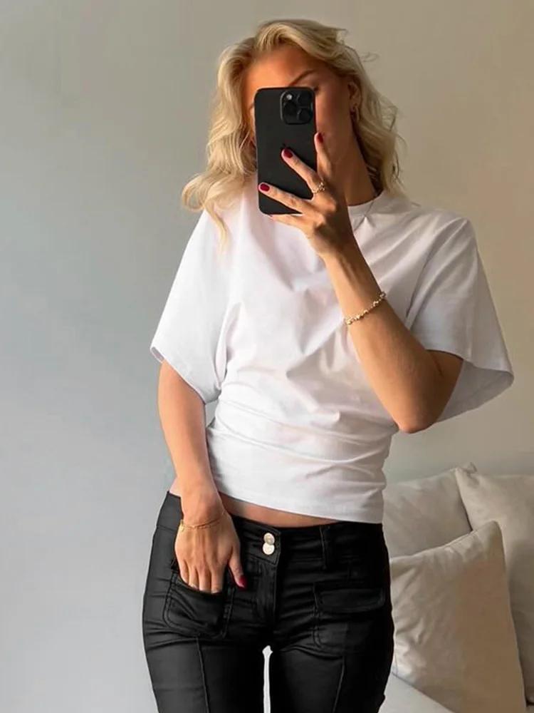 T-shirt court gris pour femmes, col rond, hauts Corset, mode décontractée, solide, Streetwear, print