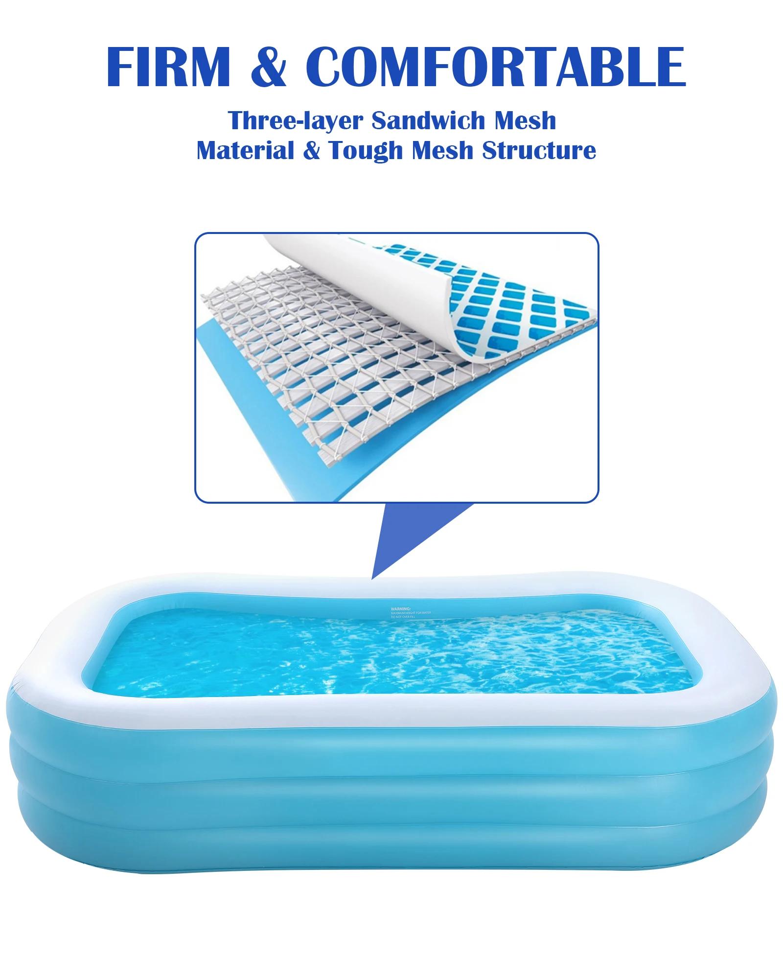 Piscine gonflable 120 × 72 × 22 pouces, centre de natation gonflable pour l'extérieur, l'arrière-cou