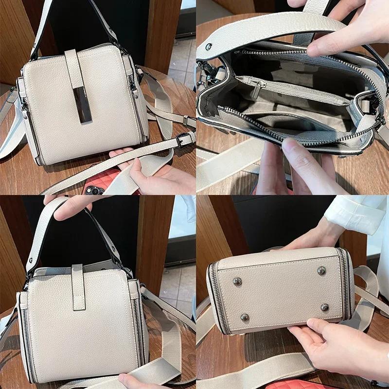 Sac à main polyvalent en cuir véritable de vache pour femmes, couche supérieure, sac à bandoulière d