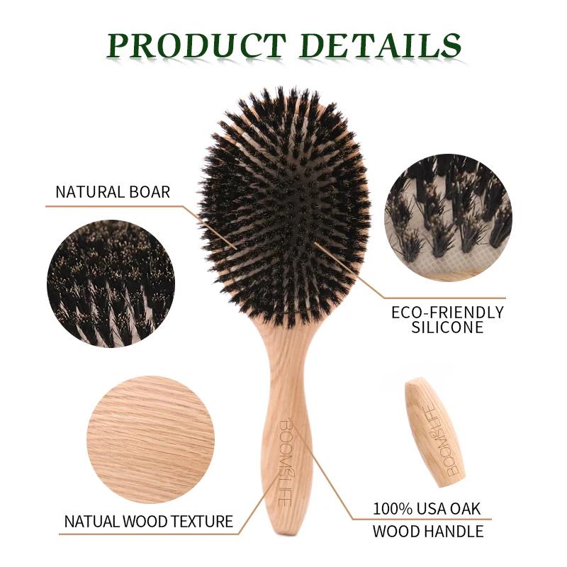 BOOMSLIFE brosse à cheveux en poils de sanglier femmes peignes pour cheveux brosse à cheveux en bois