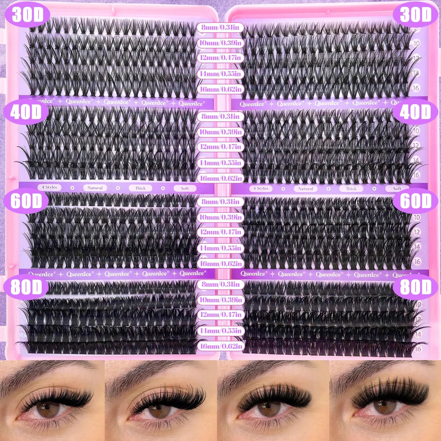 QUEENICE cils grappe bricolage Extension de cils plateau mixte grappes cils moelleux cils individuel