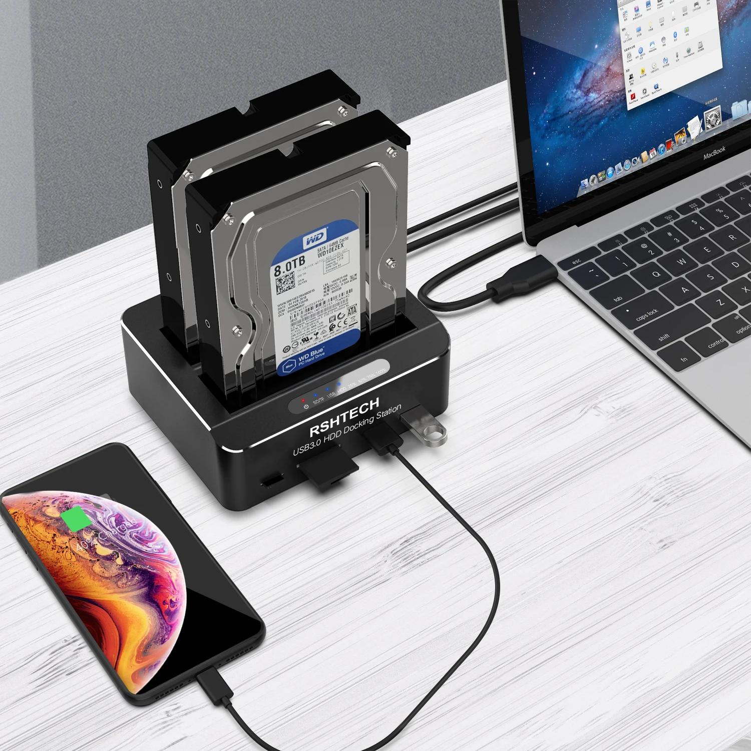 RSHTacétone-Station d'accueil pour disque dur externe, USB 3.0 vers SATA, 2.5/3.5 pouces, SSD, HDD S