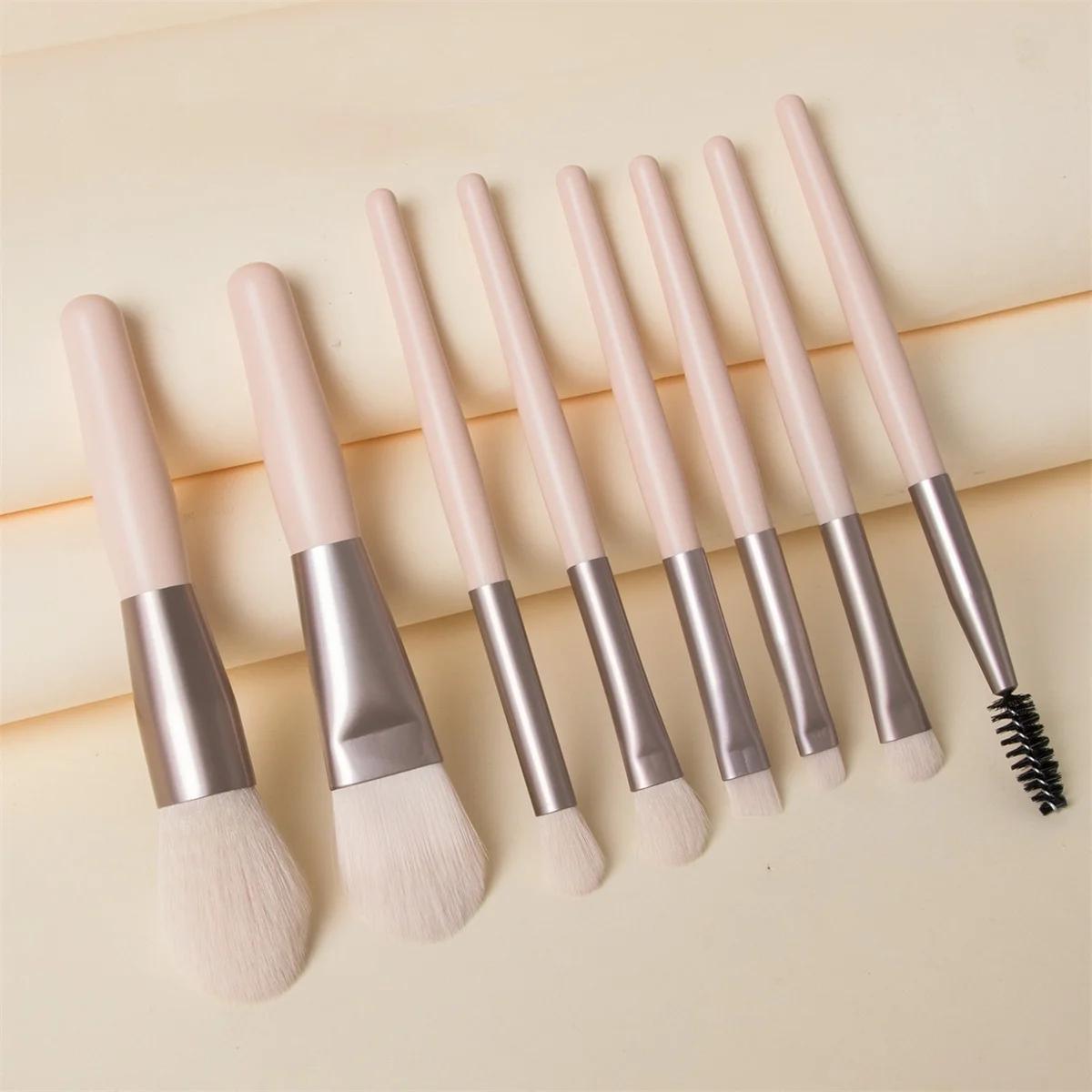 Ensemble de pinceaux de maquillage doux et moelleux, 8 pièces, pour fond de teint, Blush, poudre, fa