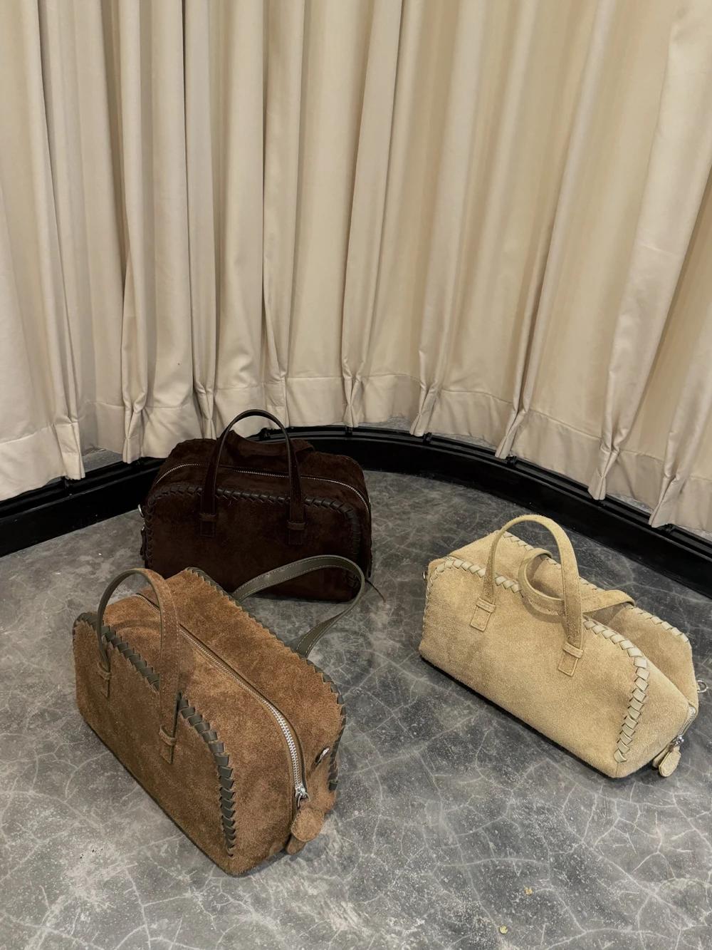 Sac fourre-tout en cuir véritable pour femmes, sac à main en daim pour les déplacements, le Shopping