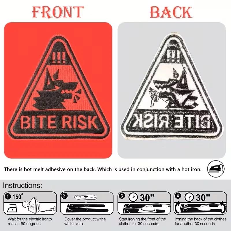 Patch brodé à risque de morsure, 1 pièce, fer sur avertissement, lettre humoristique, Badge de décla