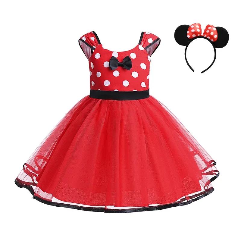 Robe Minni Mouse pour bébés filles, costume Cosplay, fête d'anniversaire, pois, mignon, carnaval, fê
